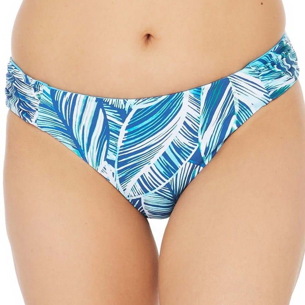 LA BLANCA NWT Stretched Leaves Bikini Bottoms Blue
